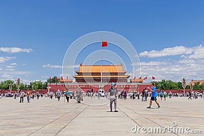 Visitors on a sunny Tiananmen Square, Beijing, China Editorial Stock Photo